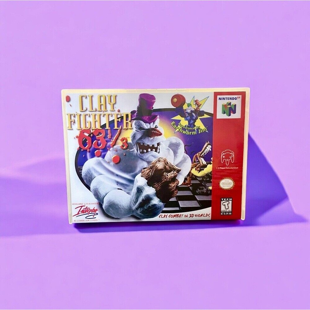 Clay Fighter 63 1/3 (Nintendo 64, N64) HQ Reproduction Case, Authentic Cartridge
